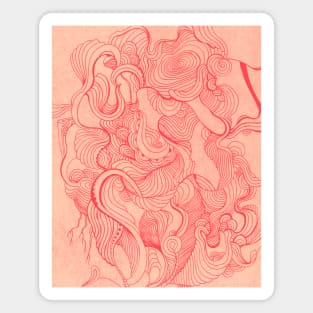 Peach Line Art Sketch Magnet